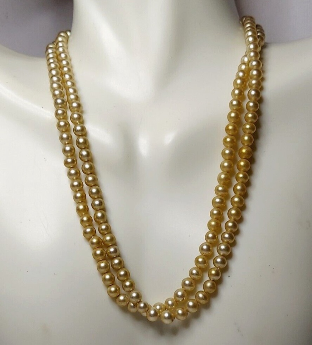 Vintage 1960's Faux Pearl Necklace 2 strand 14" Japan